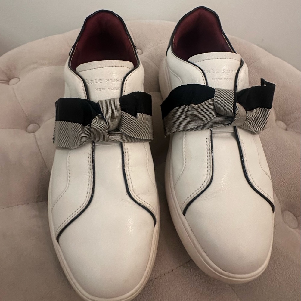 Kate Spade White and Black Women’s Bow Sneakers